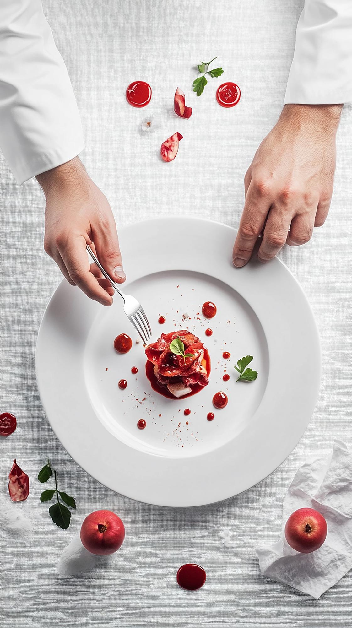 Chef preparing plated dish